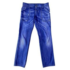 Dolce & Gabbana Womens Blue Designer Straight Jeans Denim Size 32 Distressed